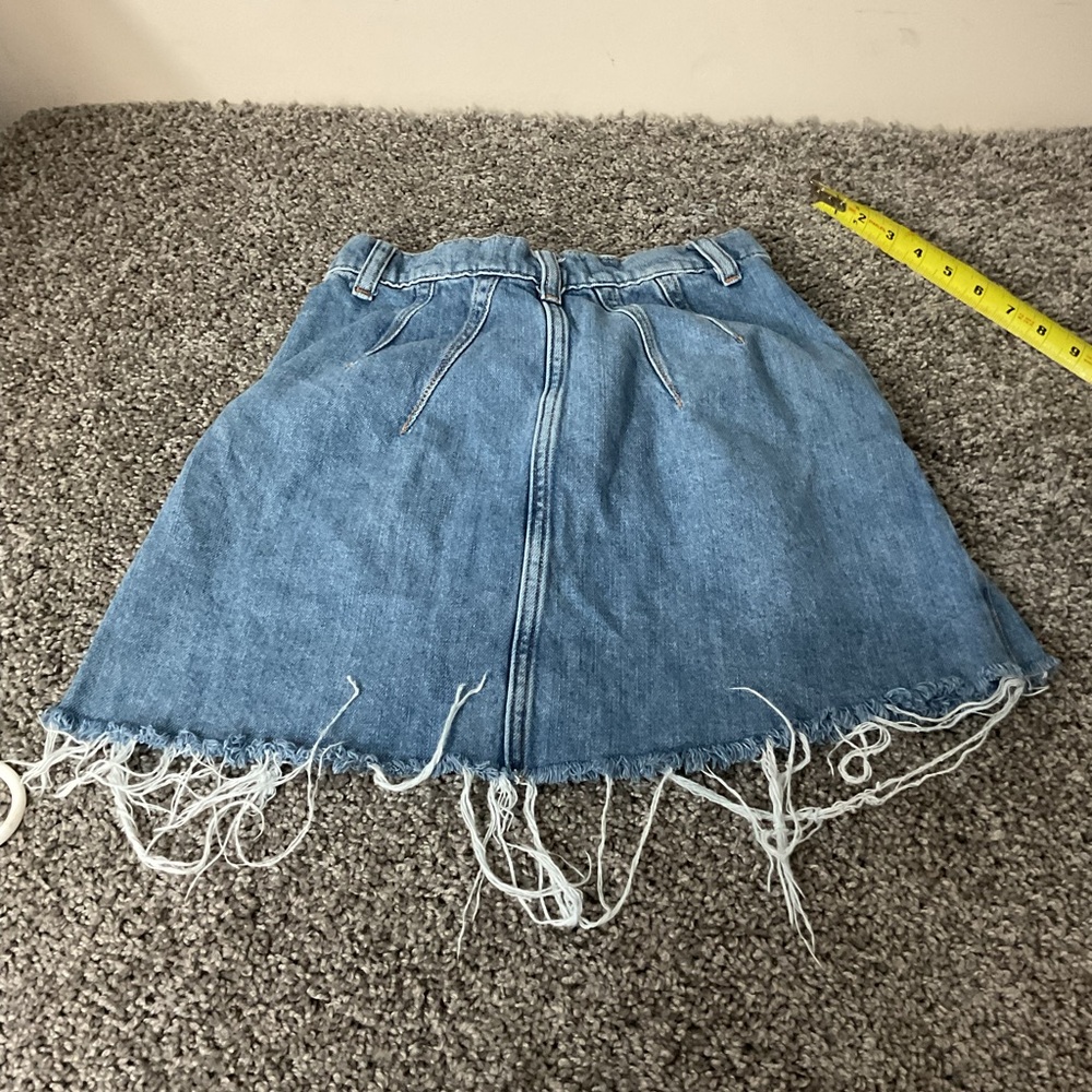 We The Free Blue Frayed A-Line Skirt
